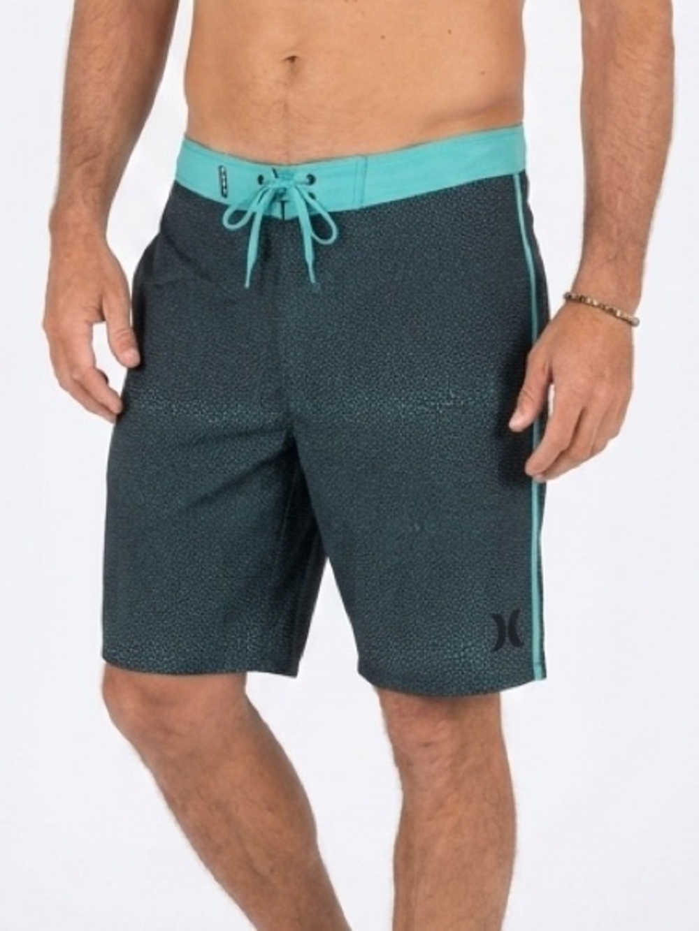 Hurley Phantom Men's Green Teal Textured Stone Print Board Shorts Size 31 - 625